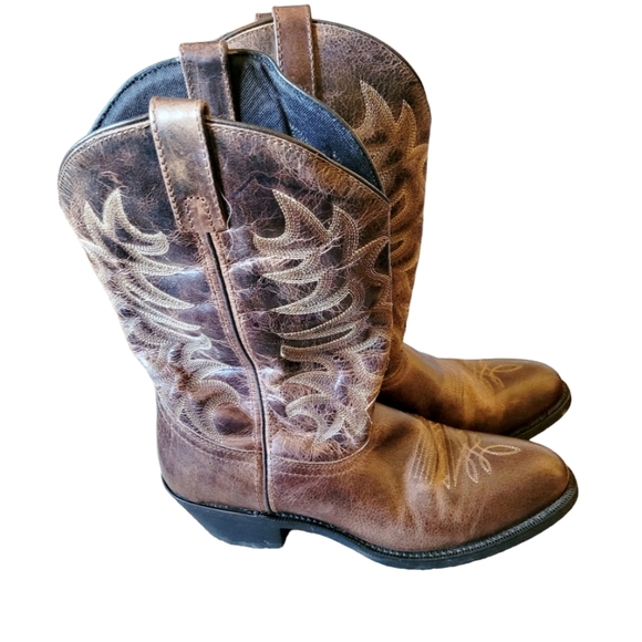 Laredo Men's Brown Leather Western Cowboy Boots Size 10D